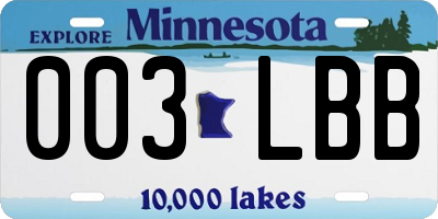MN license plate 003LBB