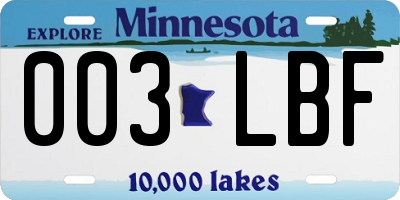 MN license plate 003LBF