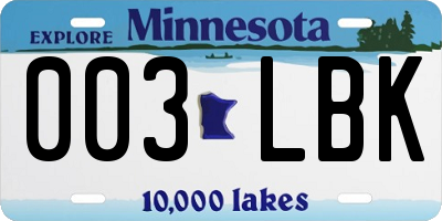 MN license plate 003LBK