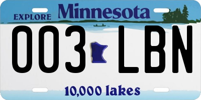 MN license plate 003LBN