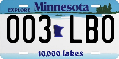 MN license plate 003LBO