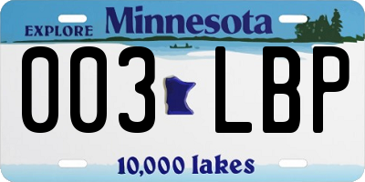 MN license plate 003LBP