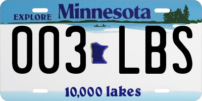 MN license plate 003LBS