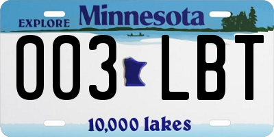 MN license plate 003LBT