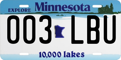MN license plate 003LBU