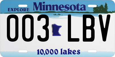 MN license plate 003LBV