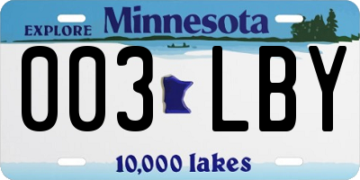 MN license plate 003LBY