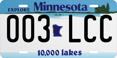 MN license plate 003LCC