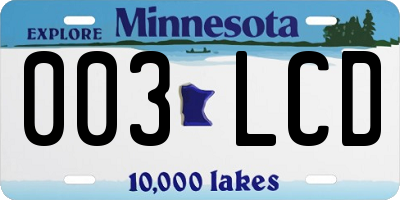 MN license plate 003LCD