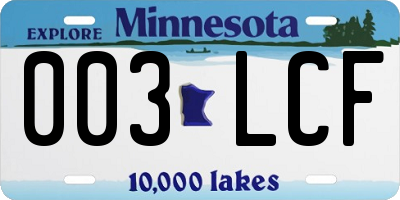 MN license plate 003LCF
