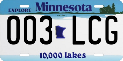 MN license plate 003LCG