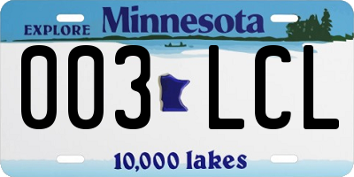 MN license plate 003LCL