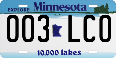 MN license plate 003LCO