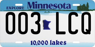 MN license plate 003LCQ