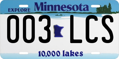 MN license plate 003LCS