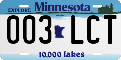 MN license plate 003LCT