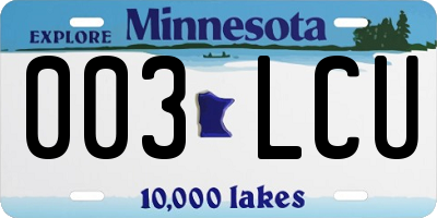 MN license plate 003LCU