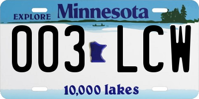MN license plate 003LCW
