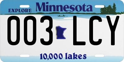 MN license plate 003LCY