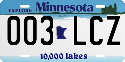 MN license plate 003LCZ