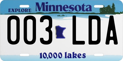 MN license plate 003LDA