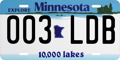 MN license plate 003LDB