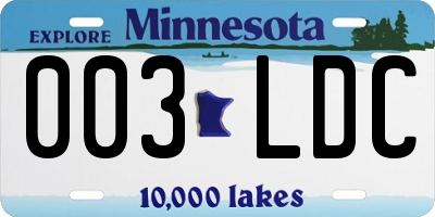 MN license plate 003LDC