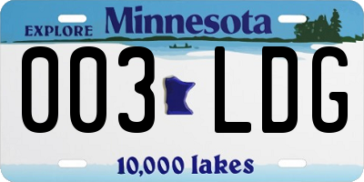 MN license plate 003LDG