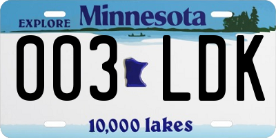MN license plate 003LDK
