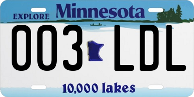 MN license plate 003LDL