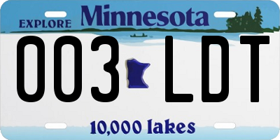 MN license plate 003LDT