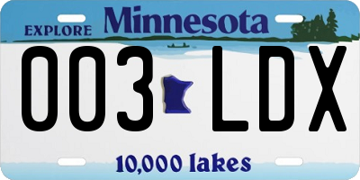 MN license plate 003LDX