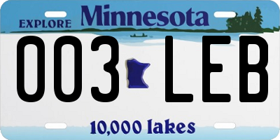 MN license plate 003LEB