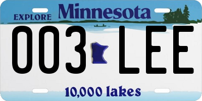 MN license plate 003LEE