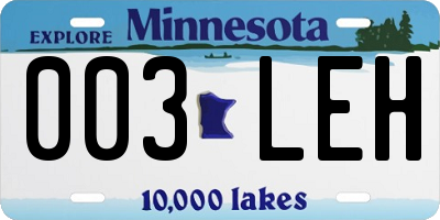 MN license plate 003LEH