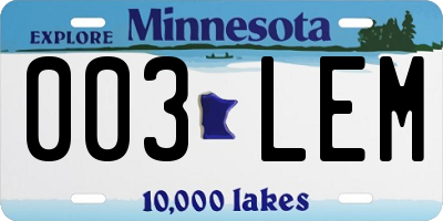 MN license plate 003LEM