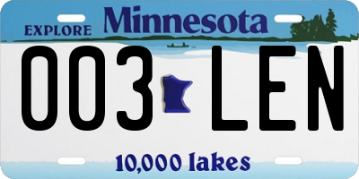 MN license plate 003LEN
