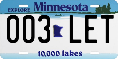 MN license plate 003LET