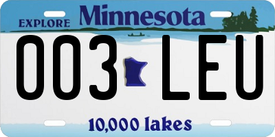 MN license plate 003LEU