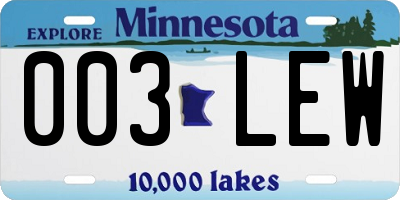 MN license plate 003LEW