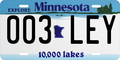 MN license plate 003LEY