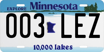 MN license plate 003LEZ