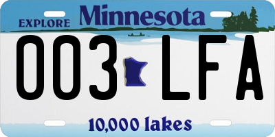 MN license plate 003LFA