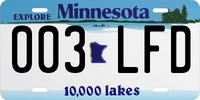 MN license plate 003LFD