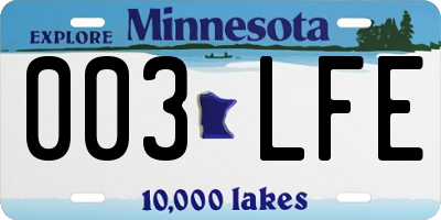MN license plate 003LFE