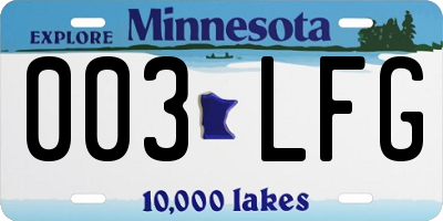 MN license plate 003LFG
