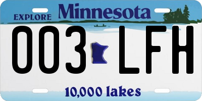 MN license plate 003LFH