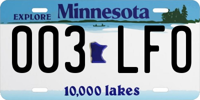 MN license plate 003LFO