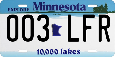 MN license plate 003LFR