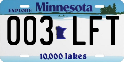 MN license plate 003LFT